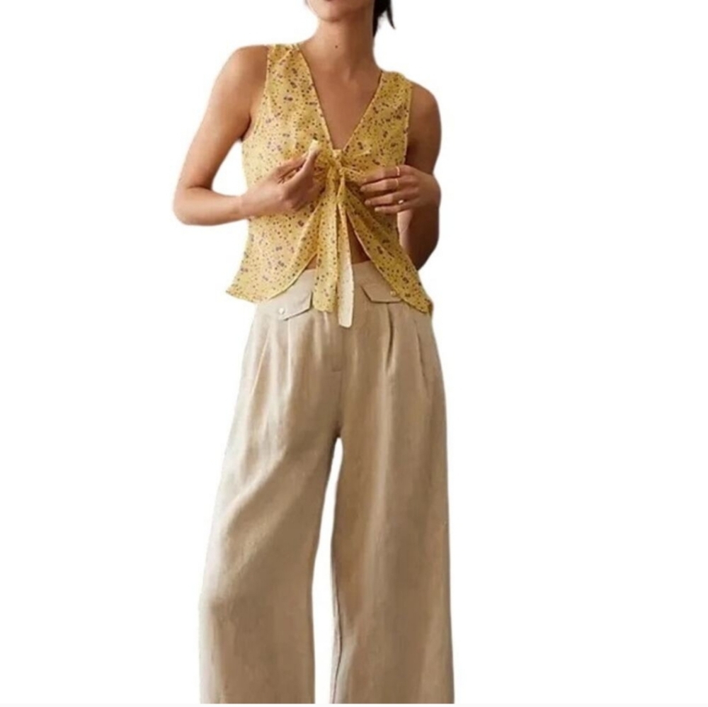 NEW FAVORITE DAUGHTER YELLOW GWEN TOP SIZE SMALL 100% SILK - Picture 3 of 9